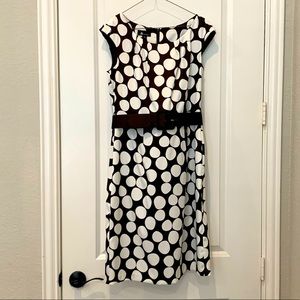 AB Studio, size 8, Brown and cream polka dot knee length dress